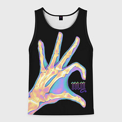 Мужская майка без рукавов Сердечко левой рукой - неоновый рентген