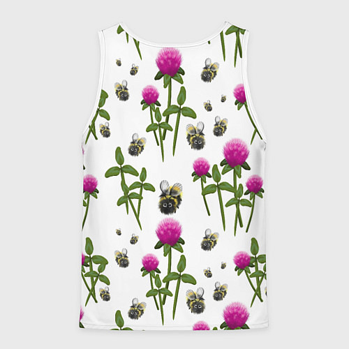 Мужская майка без рукавов Клевер и пчёлки - паттерн / 3D-Белый – фото 2