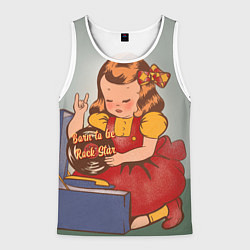 Майка-безрукавка мужская Девочка с виниловой пластинкой - рождена быть звез, цвет: 3D-белый