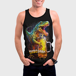 Майка-безрукавка мужская Пивозавр за пятницу, цвет: 3D-черный — фото 2