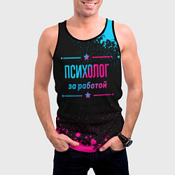 Майка-безрукавка мужская Психолог за работой - неоновый градиент, цвет: 3D-черный — фото 2