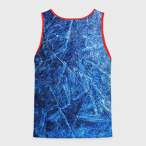 Мужская майка без рукавов Аяка на фоне расколотого льда / 3D-Красный – фото 2