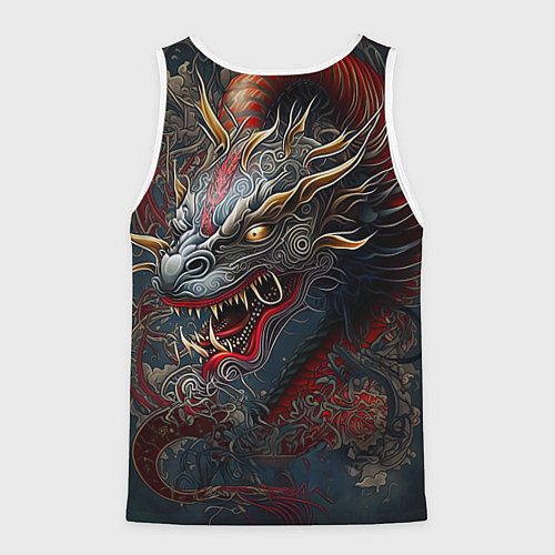 Мужская майка без рукавов Дракон Irezumi / 3D-Белый – фото 2