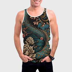 Майка-безрукавка мужская Японский змей Irezumi, цвет: 3D-белый — фото 2