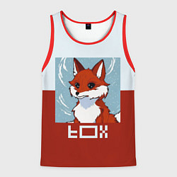 Майка-безрукавка мужская Пиксельная лиса с надписью fox, цвет: 3D-красный
