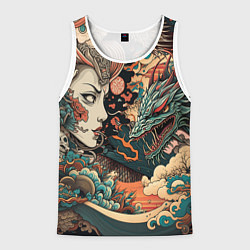 Майка-безрукавка мужская Коварная женщина, затаившийся дракон, цвет: 3D-белый