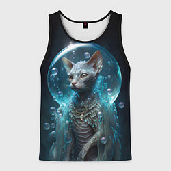 Майка-безрукавка мужская Кот в пузыре, цвет: 3D-черный