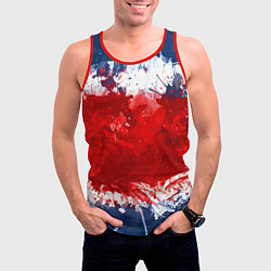 Майка-безрукавка мужская Grunge strips colors, цвет: 3D-красный — фото 2