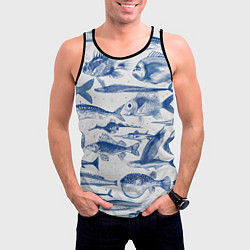 Майка-безрукавка мужская Морские рыбы, цвет: 3D-черный — фото 2