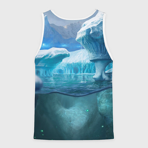 Мужская майка без рукавов Subnautica - КРАБ на леднике / 3D-Белый – фото 2