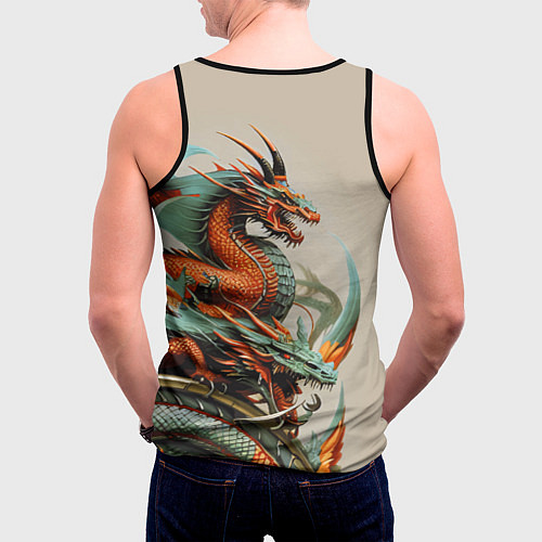 Мужская майка без рукавов Japan dragon - irezumi / 3D-Черный – фото 4