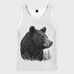Майка-безрукавка мужская Нарисованный медведь, цвет: 3D-белый