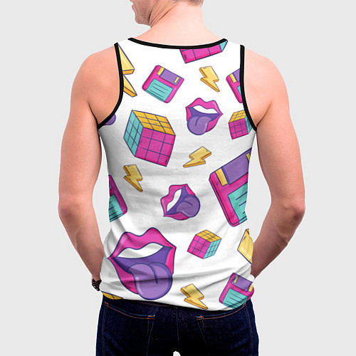 Мужская майка без рукавов Паттерн в стиле 90-х / 3D-Черный – фото 4