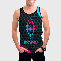 Майка-безрукавка мужская Skyrim - neon gradient, цвет: 3D-черный — фото 2