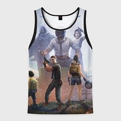 Майка-безрукавка мужская PUBG банда, цвет: 3D-черный