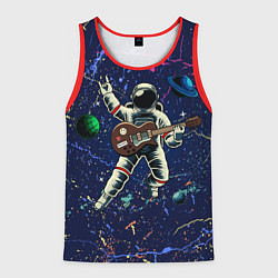 Майка-безрукавка мужская Космонавт играет на гитаре, цвет: 3D-красный