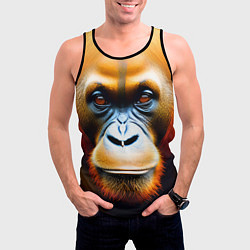 Майка-безрукавка мужская Орангутан - Обезьяна, от которой веет добротой, цвет: 3D-черный — фото 2