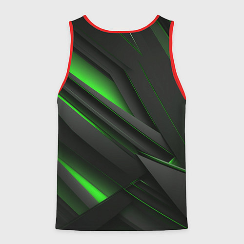 Мужская майка без рукавов Черно-зеленые объемные полосы / 3D-Красный – фото 2