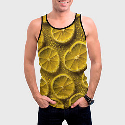 Майка-безрукавка мужская Сочный паттерн из долек лимона, цвет: 3D-черный — фото 2
