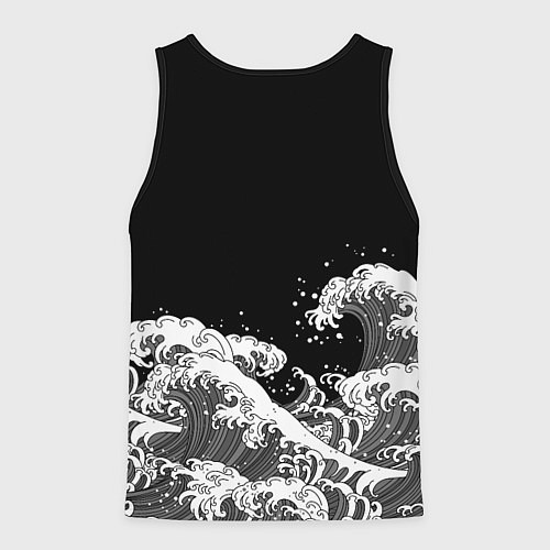 Мужская майка без рукавов Японские волны на темном фоне / 3D-Черный – фото 2