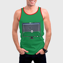 Майка-безрукавка мужская Футбольный мяч и ворота на экране монитора, цвет: 3D-красный — фото 2