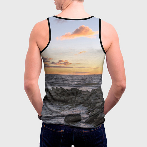 Мужская майка без рукавов Закат солнца на Финском заливе / 3D-Черный – фото 4