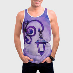 Майка-безрукавка мужская Уличный фиолетовый фонарь, цвет: 3D-белый — фото 2