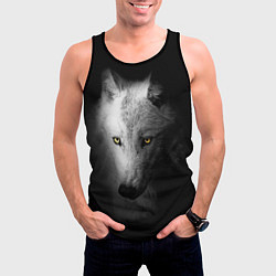 Майка-безрукавка мужская Волк в полной тьме, цвет: 3D-черный — фото 2