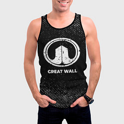 Майка-безрукавка мужская Great Wall с потертостями на темном фоне, цвет: 3D-черный — фото 2