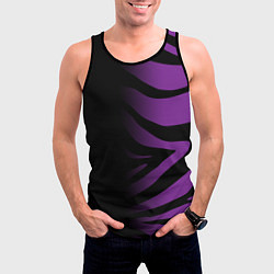 Майка-безрукавка мужская Фиолетовый с черными полосками зебры, цвет: 3D-черный — фото 2