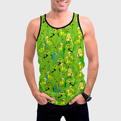 Майка-безрукавка мужская Зеленые волнистые попугайчики, цвет: 3D-черный — фото 2