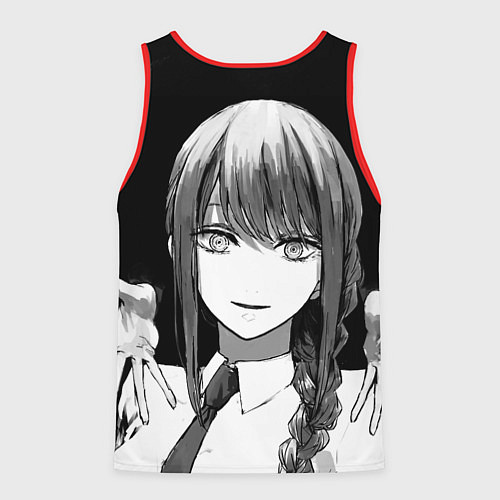 Мужская майка без рукавов Макима тянет ручки - Человек - бензопила / 3D-Красный – фото 2