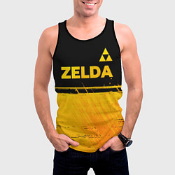 Майка-безрукавка мужская Zelda - gold gradient: символ сверху, цвет: 3D-черный — фото 2
