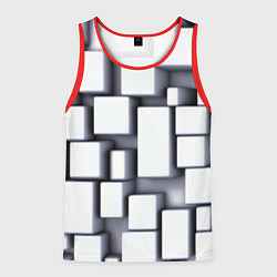 Майка-безрукавка мужская Объемные белые плиты, цвет: 3D-красный