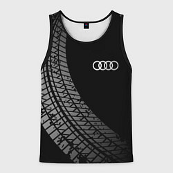 Майка-безрукавка мужская Audi tire tracks, цвет: 3D-черный