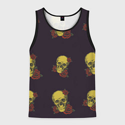 Мужская майка без рукавов Череп и розочки