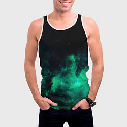 Майка-безрукавка мужская Зелёная галактика Midjourney, цвет: 3D-белый — фото 2