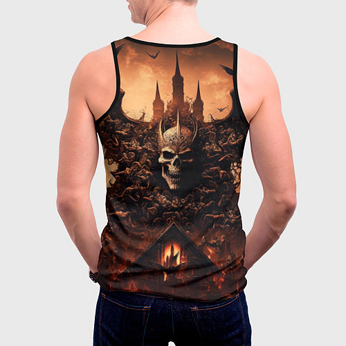 Мужская майка без рукавов Адский череп / 3D-Черный – фото 4