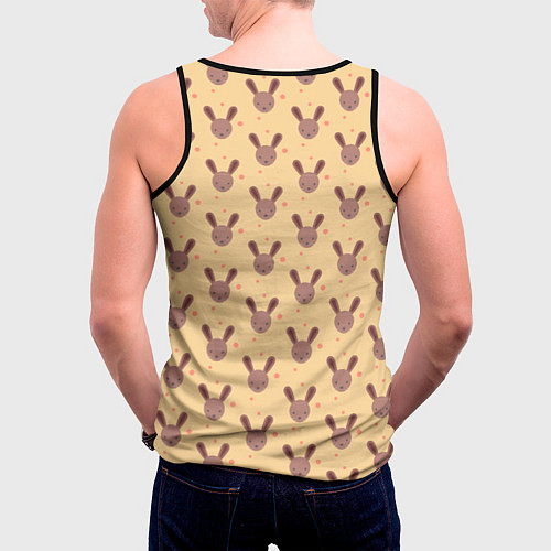 Мужская майка без рукавов Паттерн милые кролики / 3D-Черный – фото 4