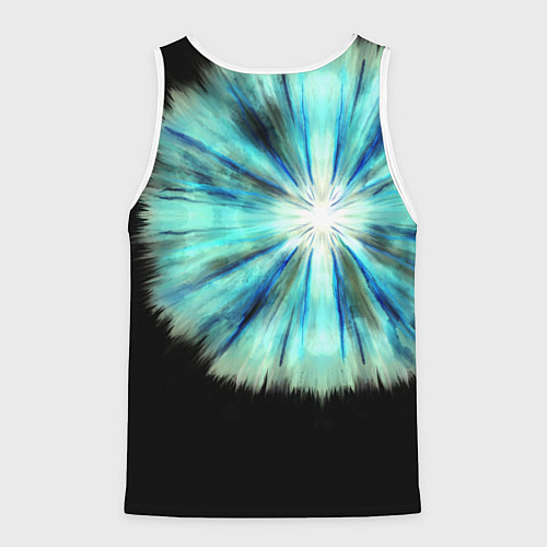 Мужская майка без рукавов Тай-дай бирюзовый круг / 3D-Белый – фото 2