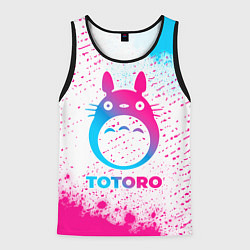 Майка-безрукавка мужская Totoro neon gradient style, цвет: 3D-черный