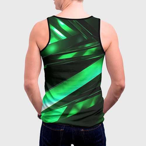 Мужская майка без рукавов Зеленая неоновая абстракция / 3D-Черный – фото 4