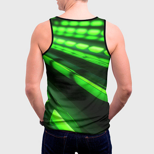 Мужская майка без рукавов Green neon abstract / 3D-Черный – фото 4