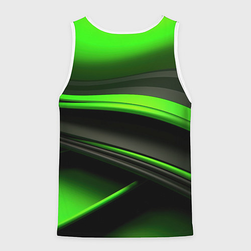 Мужская майка без рукавов Black green textureпоп / 3D-Белый – фото 2