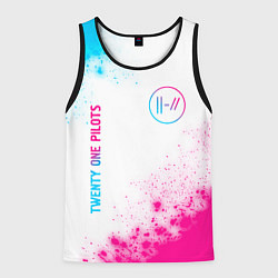 Майка-безрукавка мужская Twenty One Pilots neon gradient style: надпись, си, цвет: 3D-черный