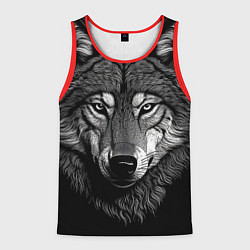 Майка-безрукавка мужская Спокойный уверенный волк, цвет: 3D-красный