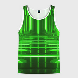 Майка-безрукавка мужская Зеленые световые объекты, цвет: 3D-белый