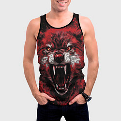 Майка-безрукавка мужская Red wolf, цвет: 3D-черный — фото 2