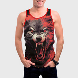 Майка-безрукавка мужская Злой волк, цвет: 3D-красный — фото 2