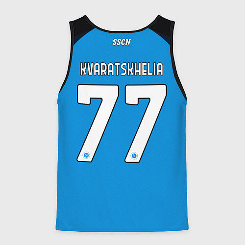 Мужская майка без рукавов Хвича Кварацхелия ФК Наполи 77 / 3D-Черный – фото 2